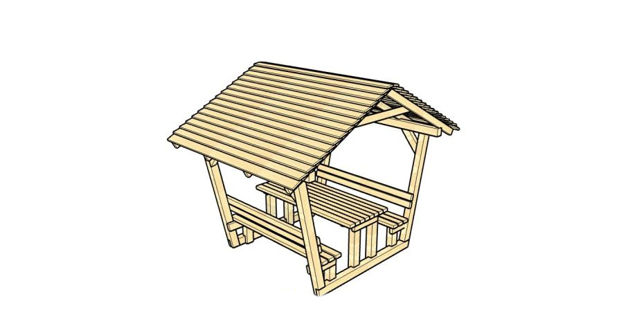 Skica spojeva i detalji konstrukcije drvene sjenice - montažni nacrt