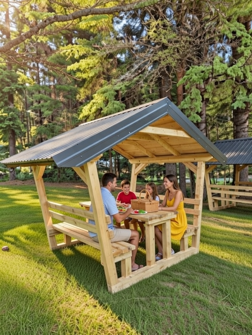 Gazebo drveni s limenim krovom - detalj konstrukcije